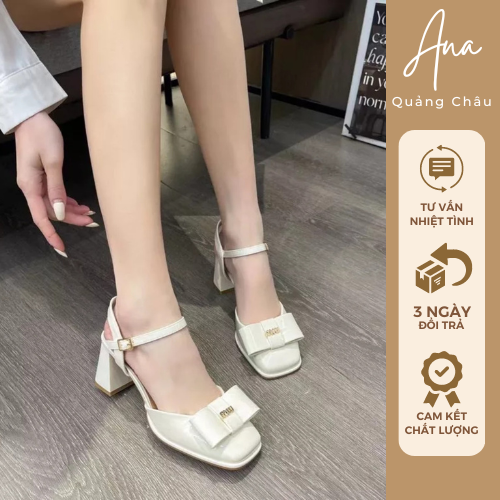 Giày cao gót miu miu nữ bít mũi hở gót - kèm video thật