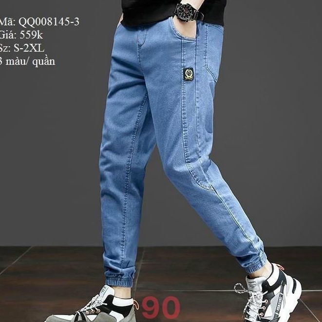 Quần jean baggy nam cao cấp có bo chun, màu xanh nhạt dễ phối quần áo masterfashion ms006