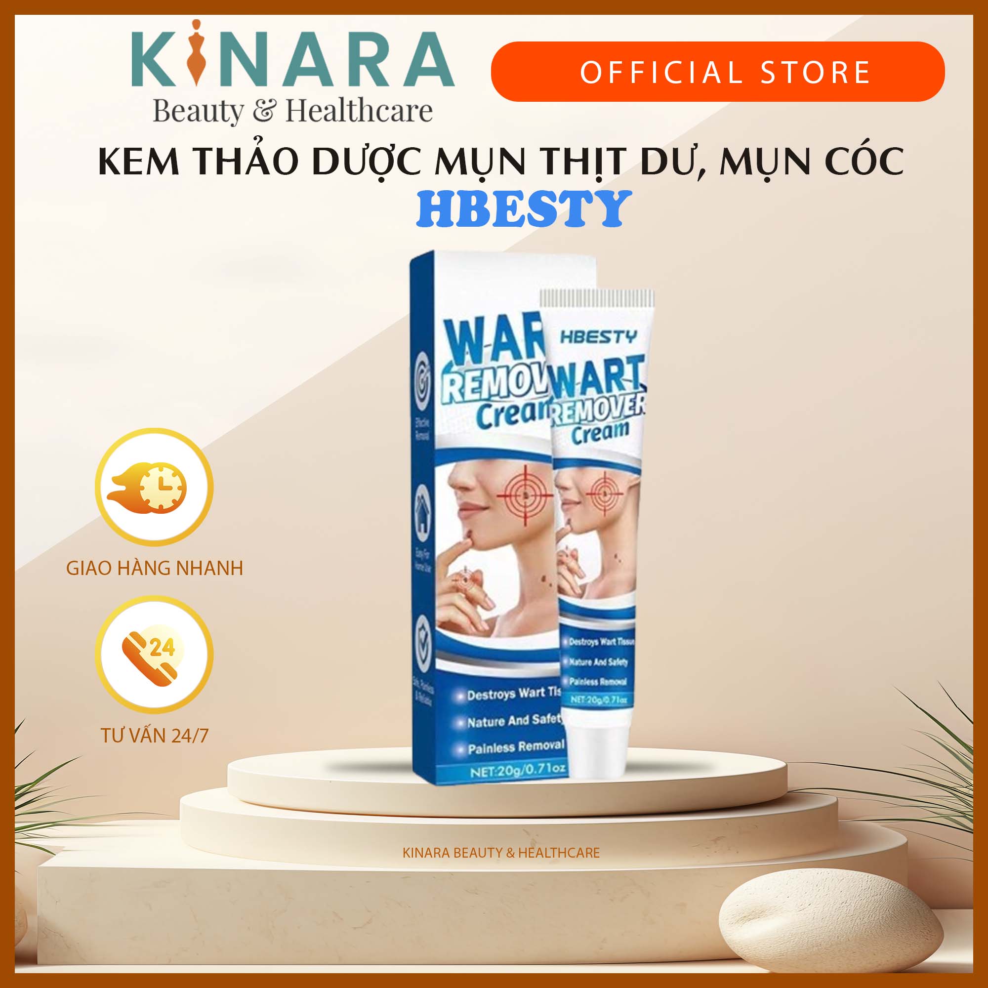 Kem Loại Bỏ Mụn Thịt Dư, Nốt Ruồi, Mụn Cóc Hbesty Wart Remover Cream - Kem Hbesty Bật Gốc Cồi Mụn, R