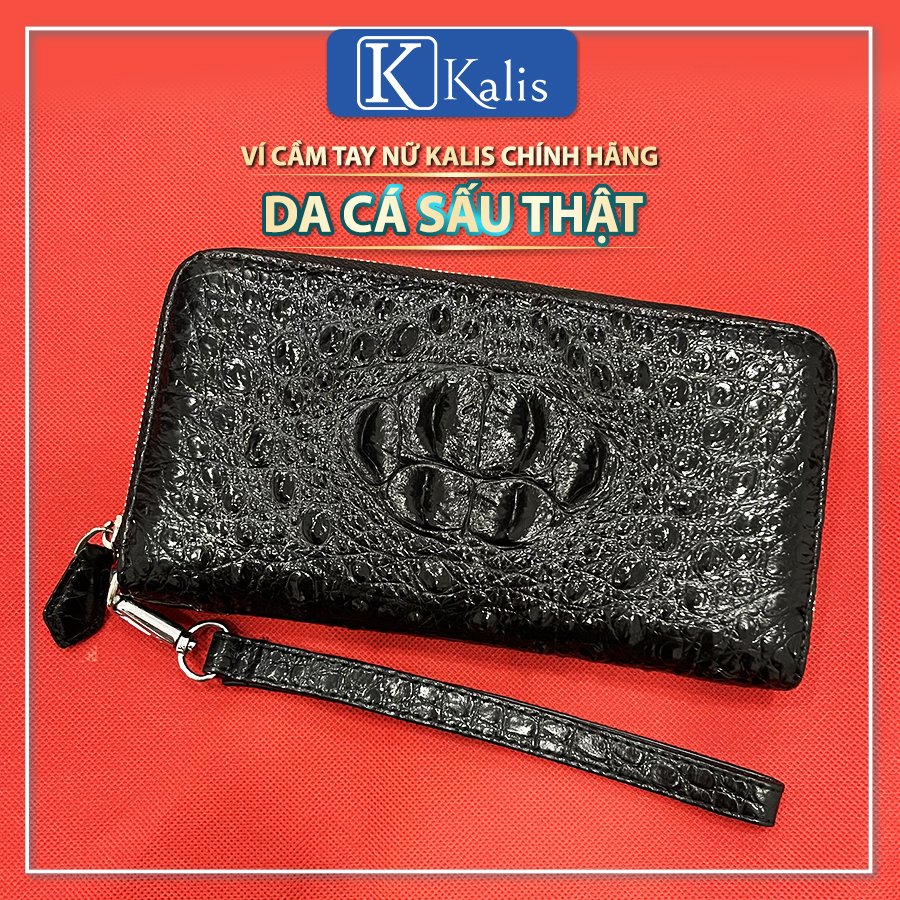Ví cầm tay nữ sang trọng hàng hiệu KALIS chính hãng da cá sấu thật 100% bóp túi ví clutch mini dài cầm tay nữ da cá sấu cao cấp hàng hiệu.