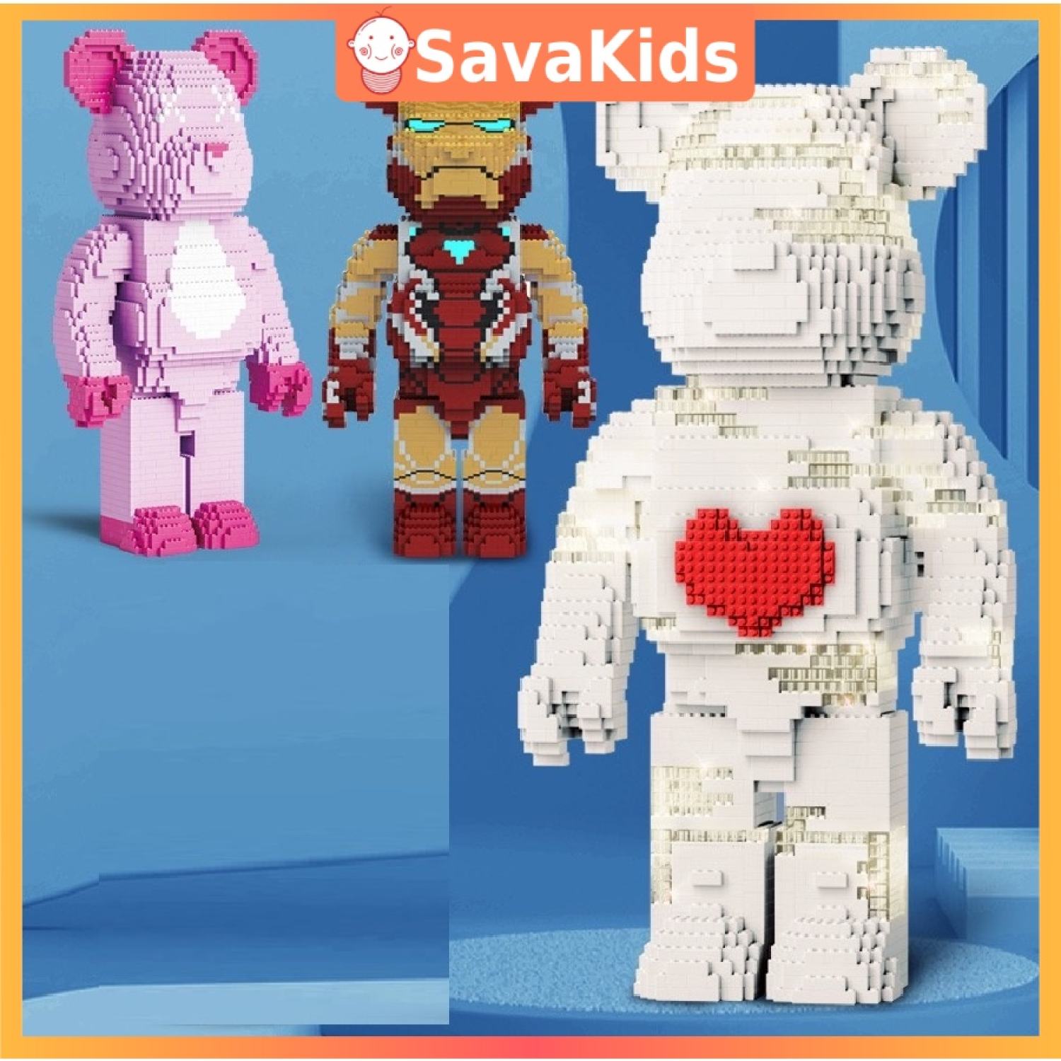 Xếp hình Gấu BearBrick 70cm - 73cm Đồ chơi Xếp hình lắp ráp mô hình cỡ lớn BearBrick ironman SavaKids