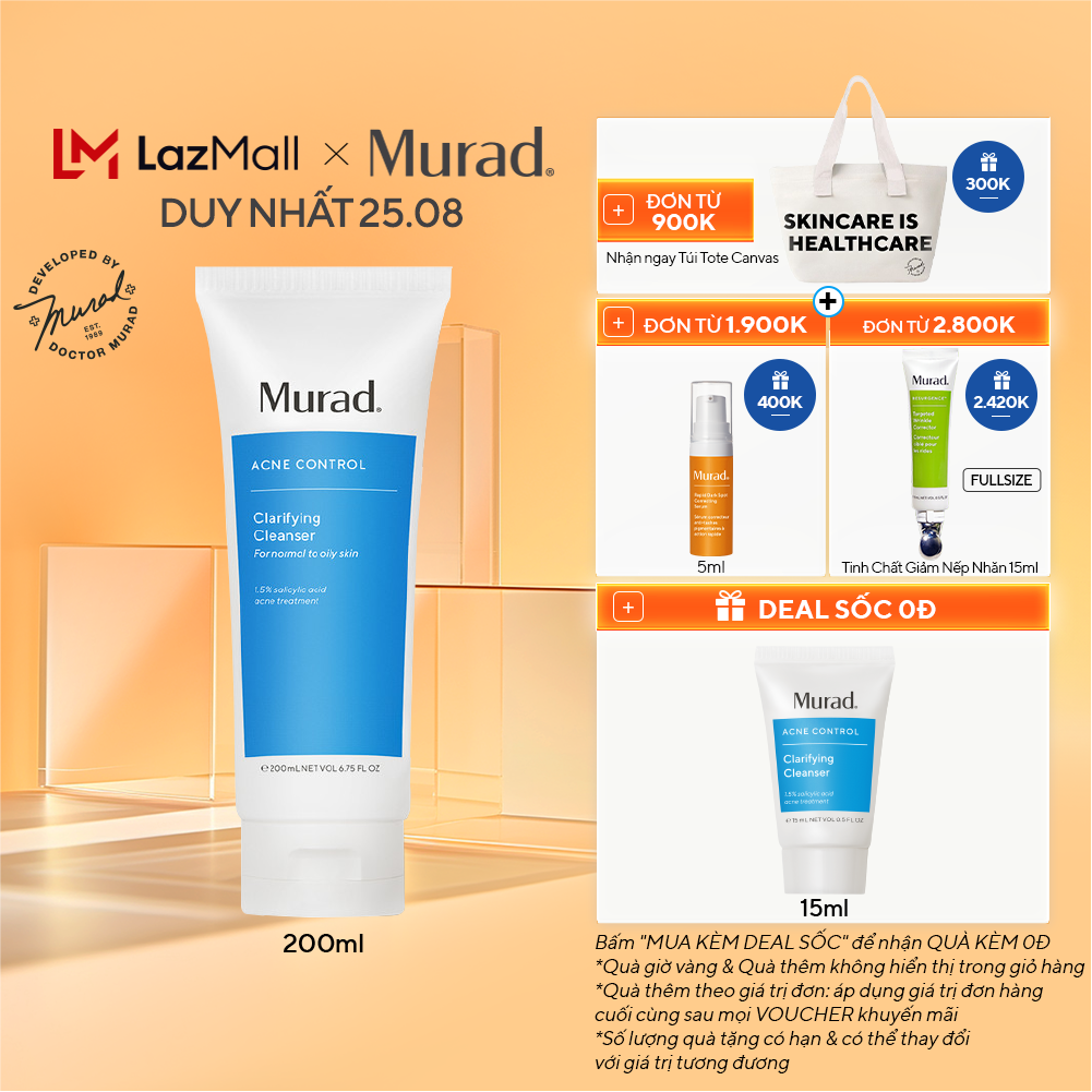 Sữa rửa mặt sạch da ngừa mụn MURAD Clarifying Cleanser 200ml