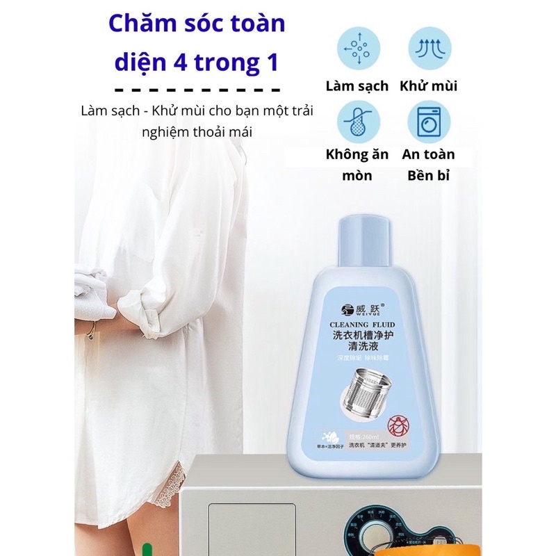 PVN49026 Nước tẩy lồng máy giặt của Nhật Bản SHUWANJIA dùng cho máy giặt cửa trên và cửa dưới Nhật Bản