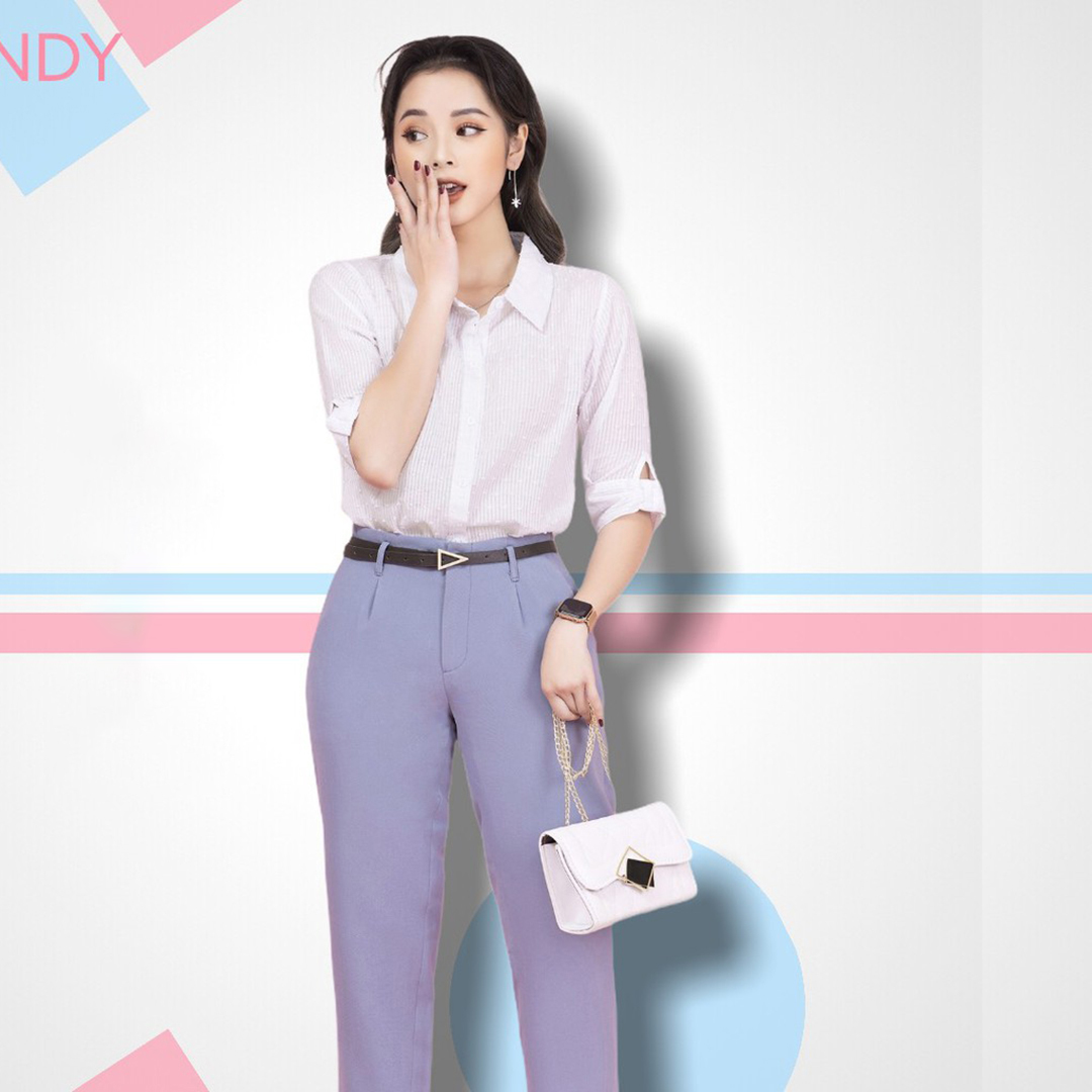 Quần Baggy nữ GINDY quần tây công sở ống đứng chất vải thoáng mát Q011