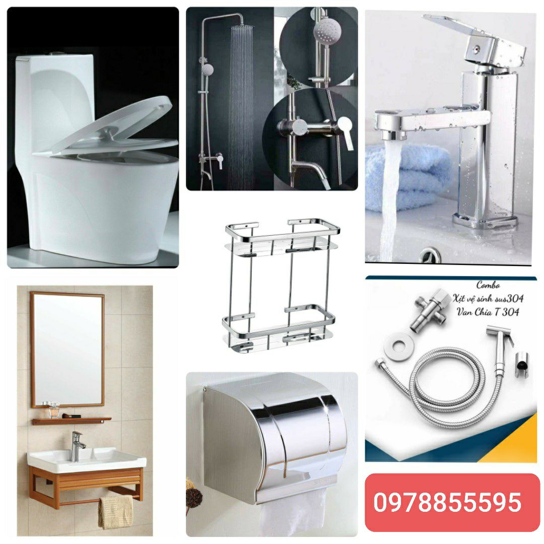 [HCM]Combo thiết bị vệ sinh nhà tắm 8 món,giá gốc 13500000đ