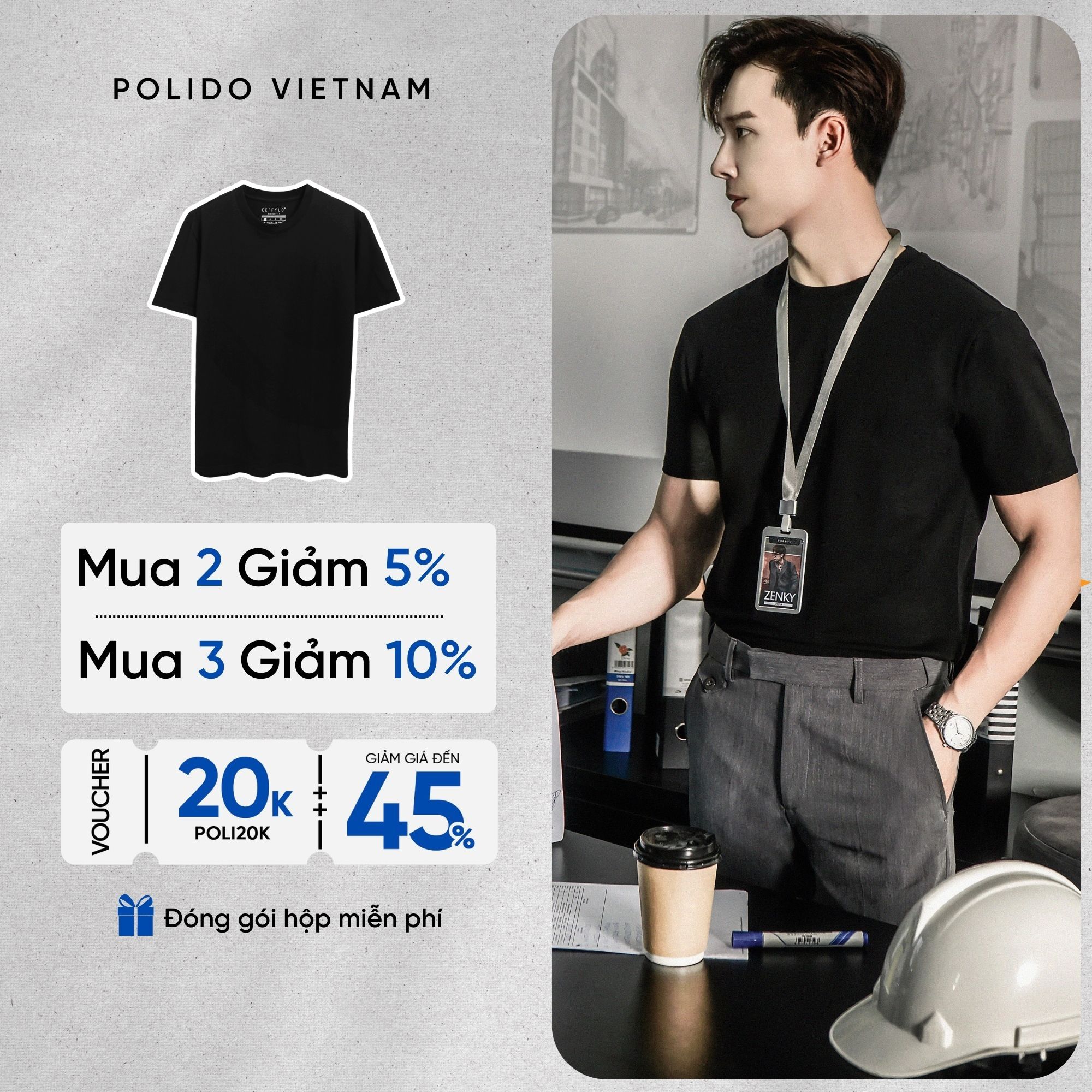 Áo Phông Cộc Tay Nam Màu Xám Chất Cotton Phong Cách Basic Form slimfit