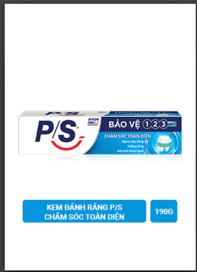 Kem Đánh Răng P/S 123 Chăm Sóc Toàn Diện Ống 190G