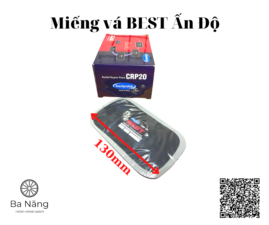 Miếng vá vỏ, vá lốp xe tải, ôtô, máy cày có bố kẽm BEST (CRP 20) 130 x 80mm, dùng để vá HÔNG