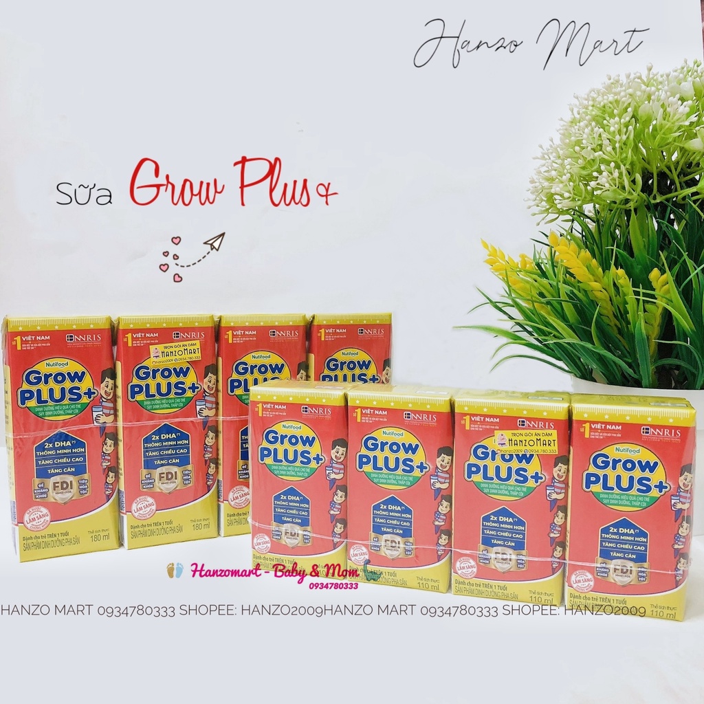 SỮA NƯỚC NUTIFOOD GROW PLUS ĐỎ THÙNG 48 HỘP 110ML/180ML