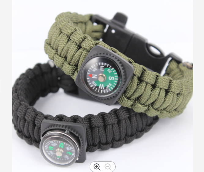 Vòng đeo tay sinh tồn bằng dây dù có la bàn + còi + đánh lửa