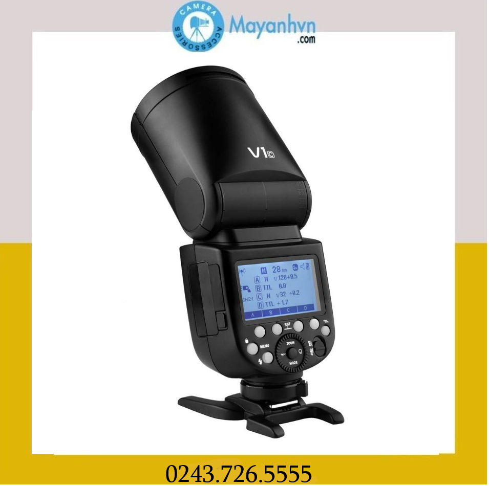 Đèn flash đầu tròn godox v1 cho canon - kèm pin và sạc