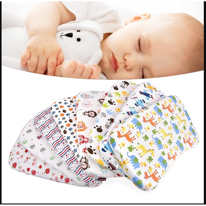 Gối Cao Su Non Cho Bé Sơ Sinh Chống Bẹp Đầu Méo Đầu Mềm Mại Thoáng Mát Cho Bé Ngủ Ngoan
