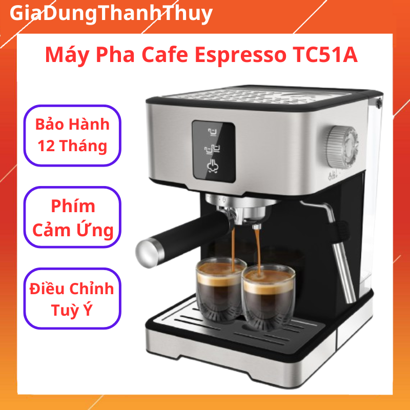 Máy Pha Cafe Tự Động Espresso, Máy Pha Cà Phê KaringBee TC51A Màu Bạc Inox