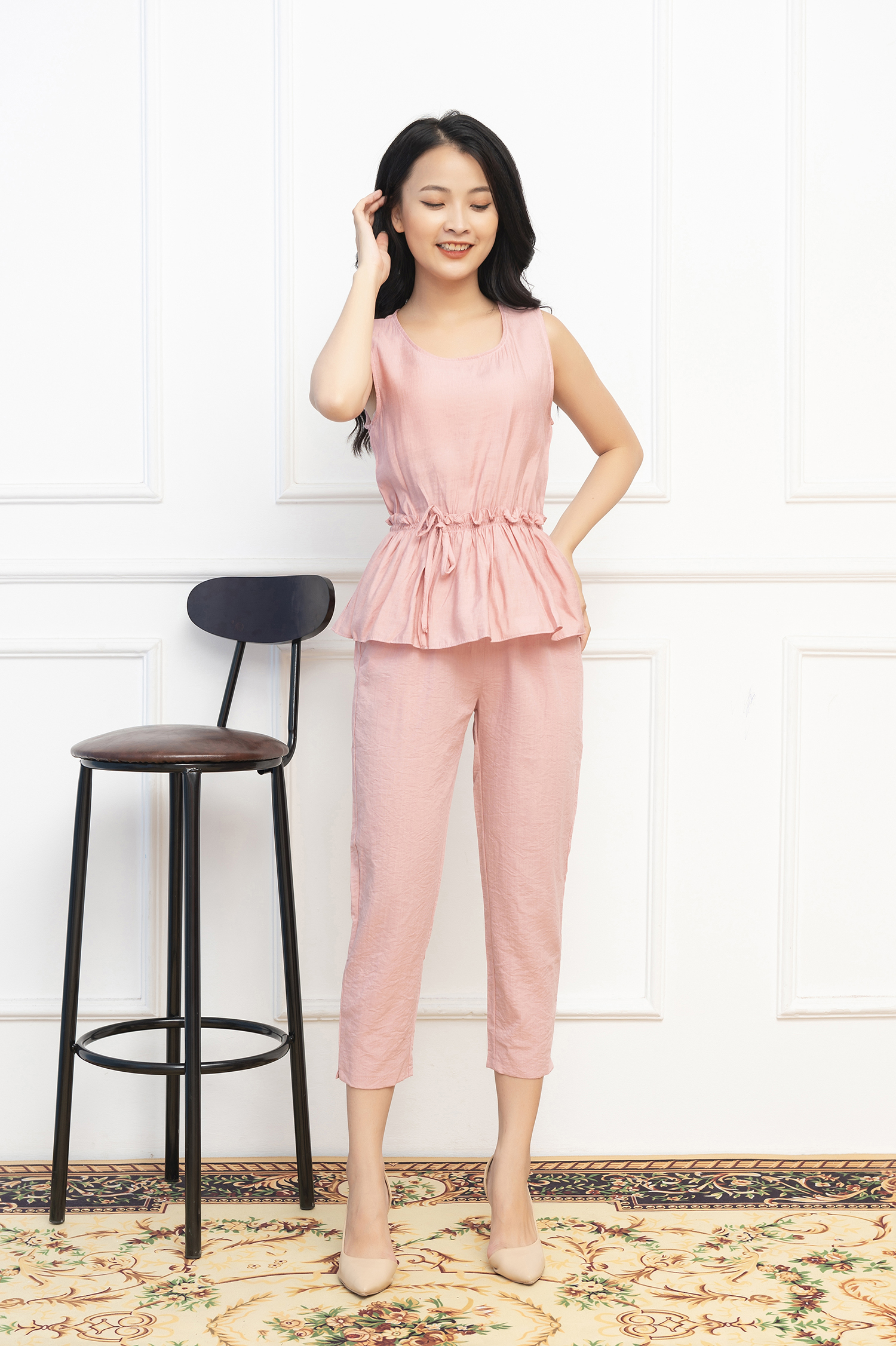 Áo peplum sát nách đũi lụa Vicci cao cấp