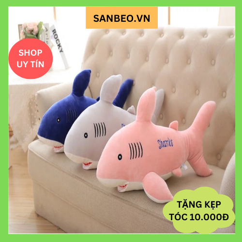 Gấu bông gối ôm cá mập baby shark 55cm - thú nhồi bông cao cấp - sanbeo.vn