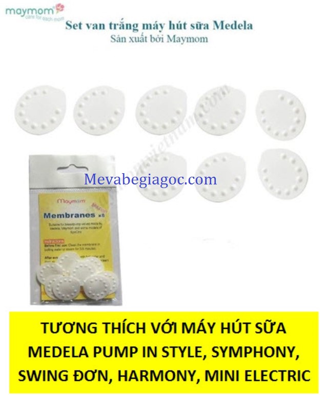 (FREESHIP ĐẾN 50k) SET 8 Van trắng Maymom - Tương thích với Máy hút sữa Medela Pump in Style, Symphony, Swing đơn, Harmony, Mini Electric NAM5