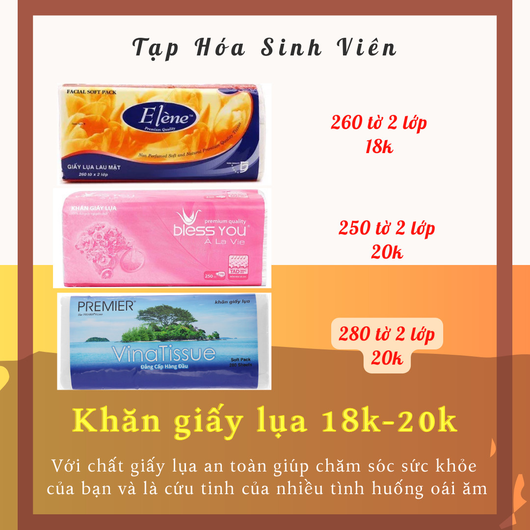 Khăn giấy cao cấp 2 lớp, khăn giấy lụa cao cấp, giá mềm, hàng chính hãng