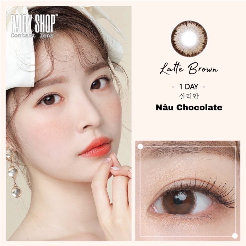Kính áp tròng 1 ngày latte brown - fairy shop contact lens