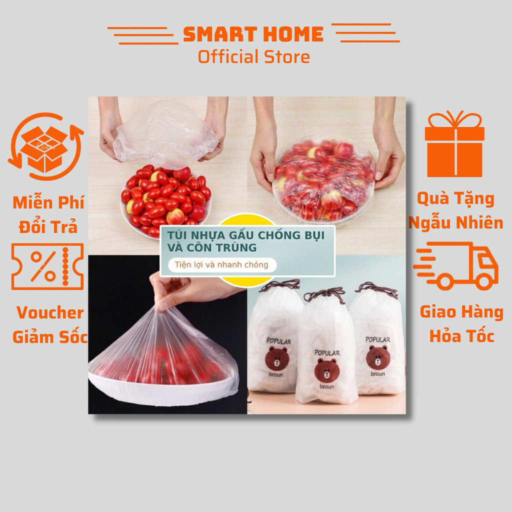 Màng bọc thực phẩm PE túi gấu có chun bọc đồ ăn co giãn