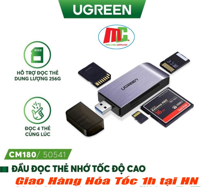 Đầu đọc thẻ nhớ SD/TF/CF/MS chuẩn USB 3.0 Ugreen 50541- Hàng chính hãng