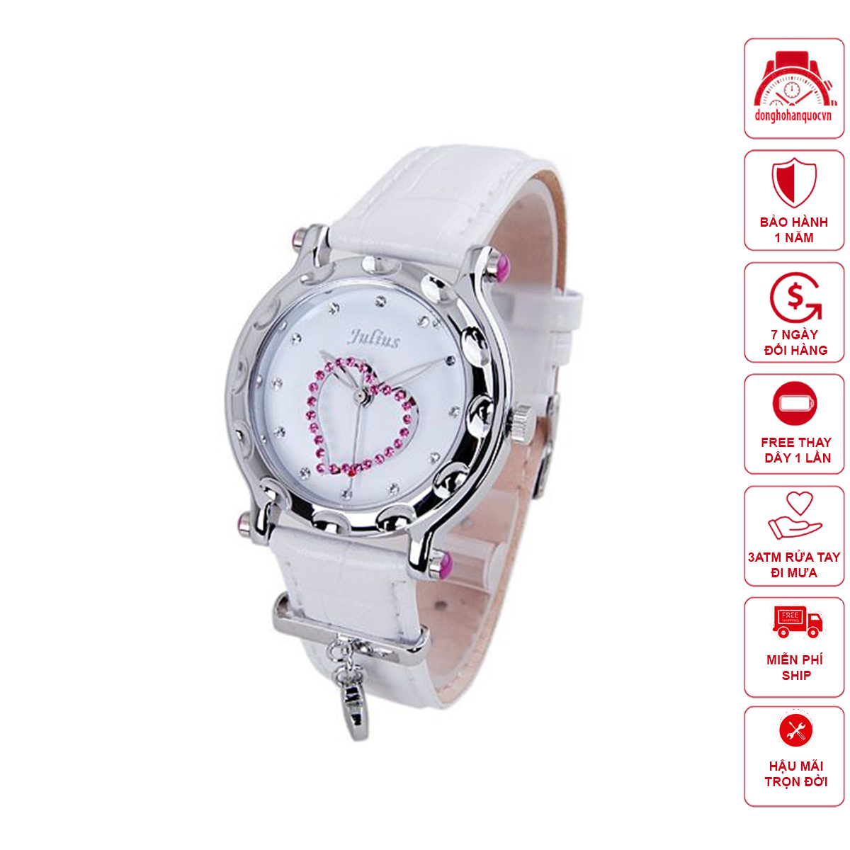 Đồng hồ nữ Julius JA-397 dây da - đồng hồ lịch ngày