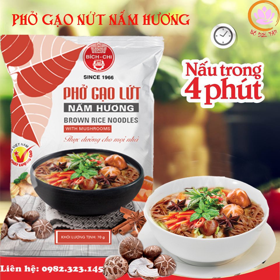 Phở chay gạo lứt nấm hương bích chi