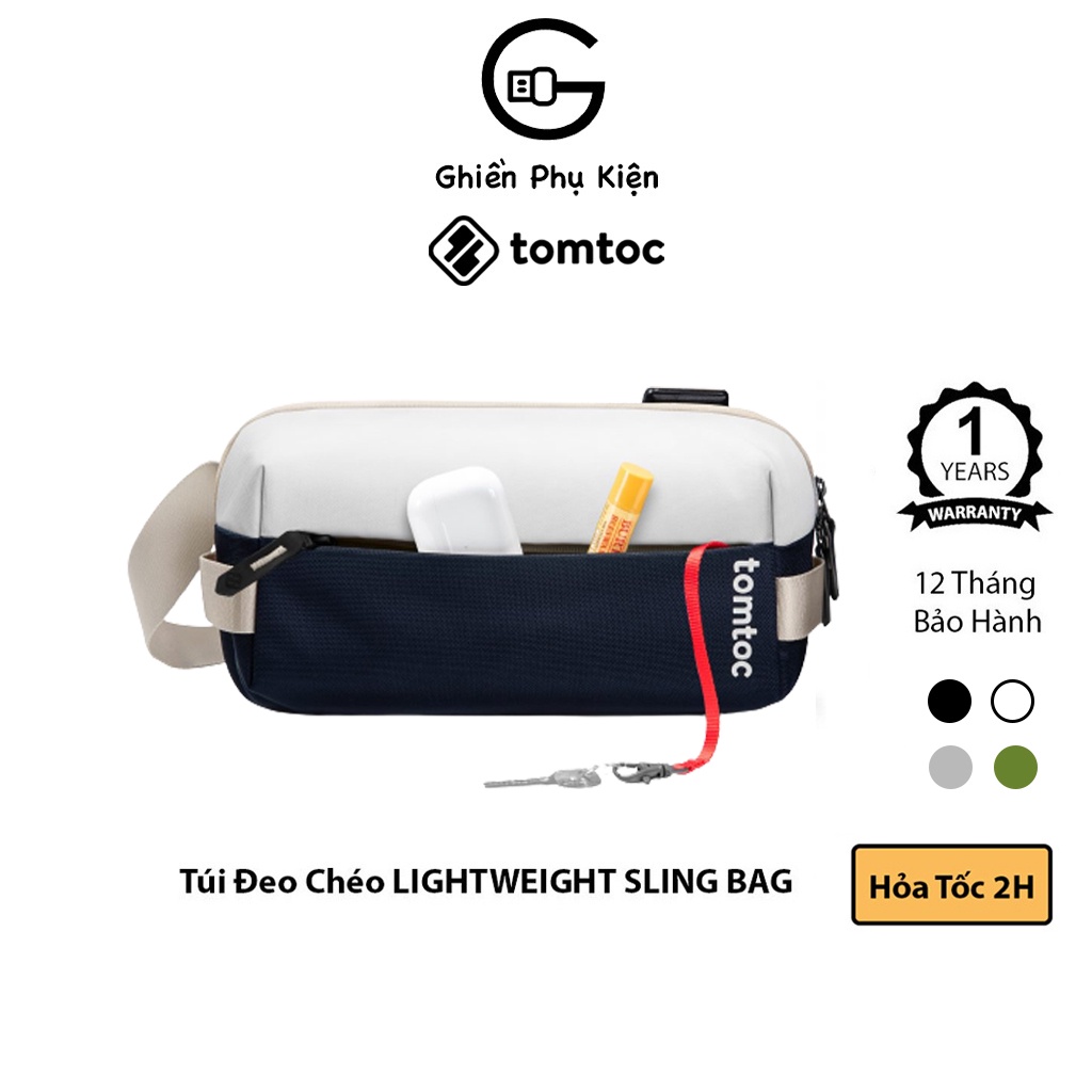 Túi đeo chéo tomtoc usa inky blue codura stylish sling bag 8.3inch - hàng chính hãng