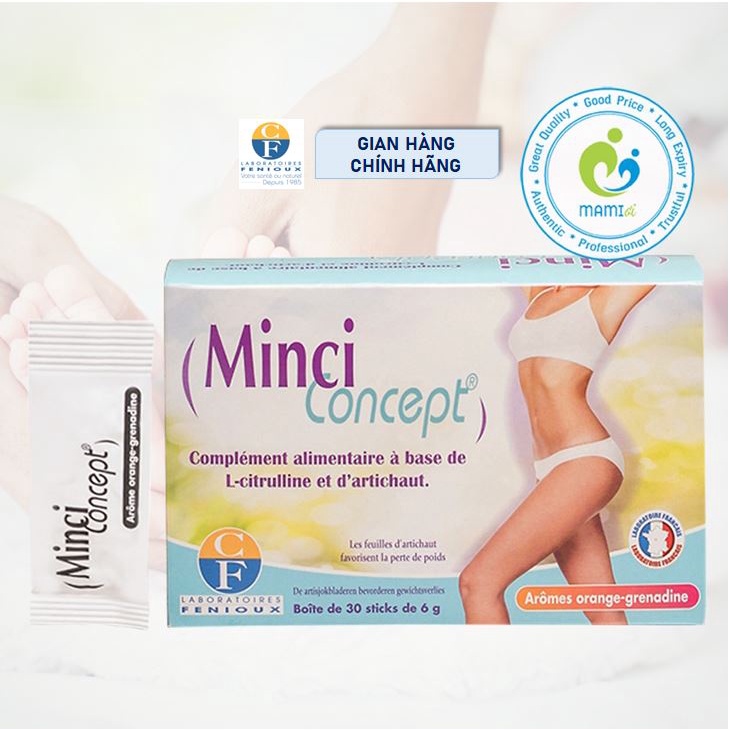 Thức uống giảm cân (30 gói) giảm mỡ bụng eo đùi hiệu quả cho phụ nữ Minci Concept, Pháp