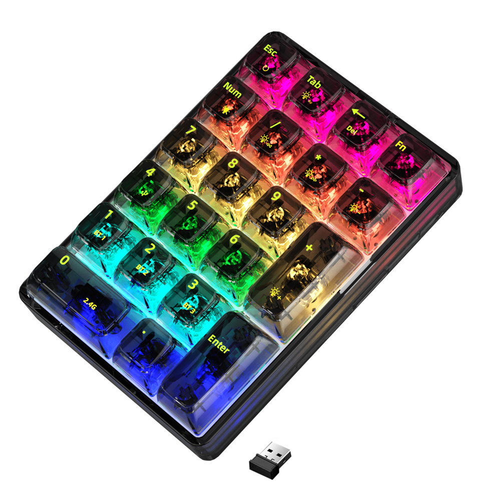 Aula leobog K21 không dây Bàn phím số hot swappable 21 Key trong suốt 2.4 Gam/Type-C/bluetooth kết nối