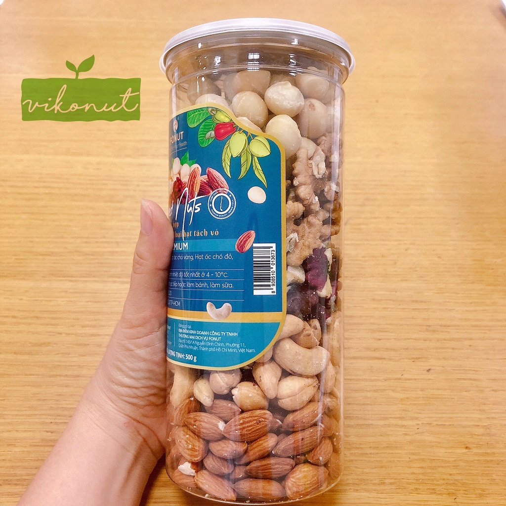 Mix hạt 5 loại nhân Macca, Óc chó đỏ, Hạnh nhân, Hạt điều, Óc chó vàng -