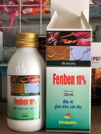 Xổ giun tròn, sán dây cho chó mèo dạng nước Fenben 10% chai 120ml