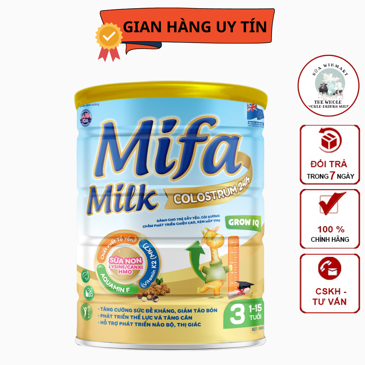 Sữa dinh dưỡng MIFAMILK GROW IQ 3- dành cho trẻ gầy yếu, còi xương