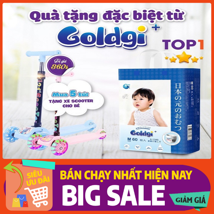 (Free ship) Tã/Bỉm dán/quần cao cấp nội địa Nhật Goldgi SP02 siêu mềm, siêu mỏng, siêu thấm hút