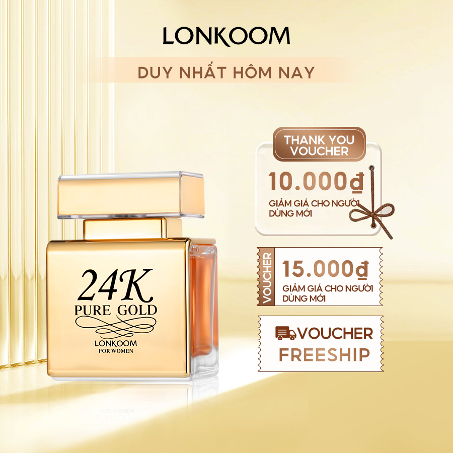 Nước Hoa LONKOOM 24K PURE GOLD cho phụ nữ có dung tích 100ml Sweet-Fruity hương thơm lâu dài