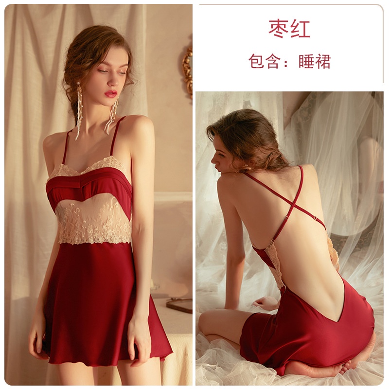 Váy ngủ pha ren bụng quai chéo lưng Cao Cấp siêu đẹp 1541