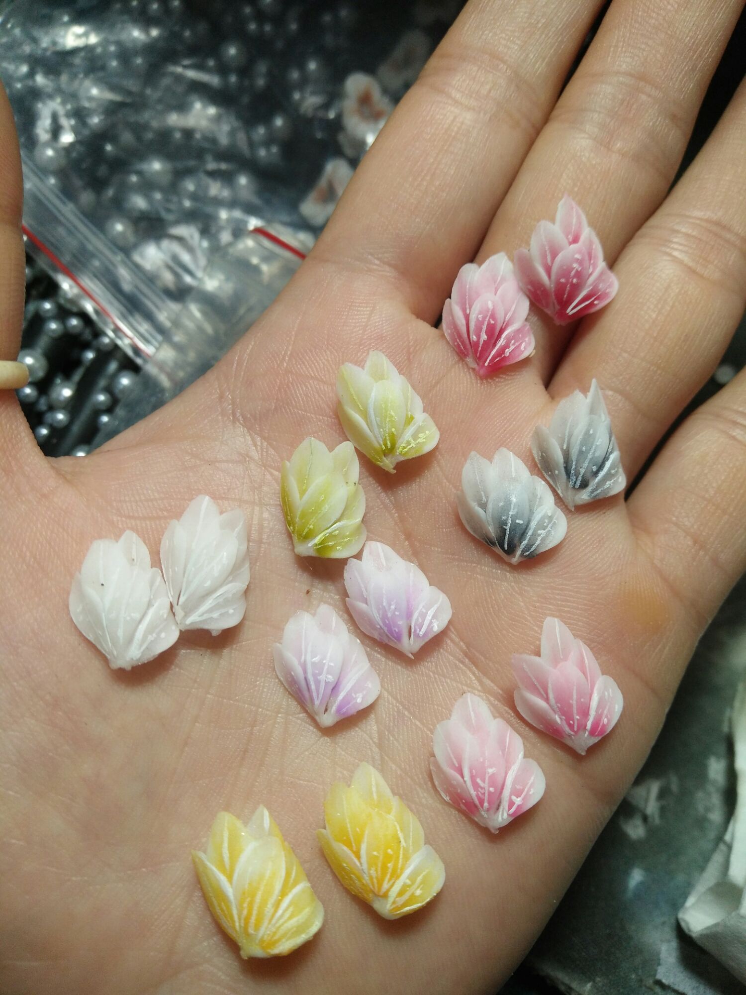 Hoa bột góc tay set 10 bông