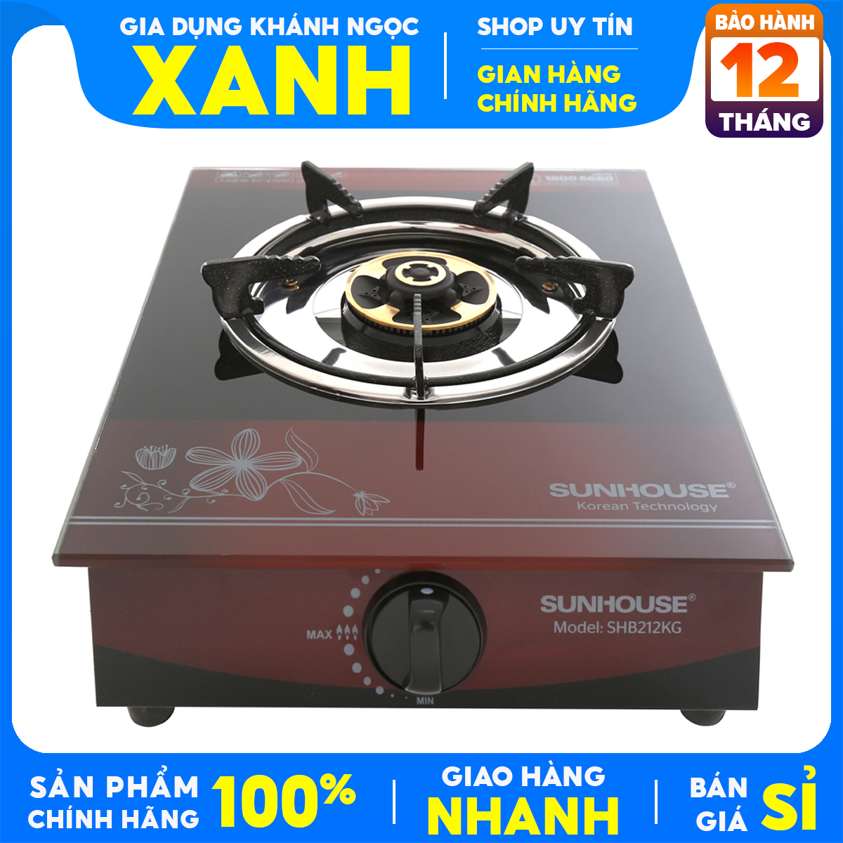 Bếp gas đơn Sunhouse SHB212KG  Hàng trưng bày - tiết kiệm gas