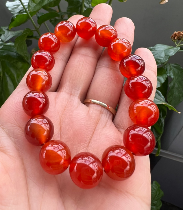 [ HCM ] Vòng tay chuỗi đá mã não đỏ vân đá tuyệt đẹp- nhiều cỡ ly