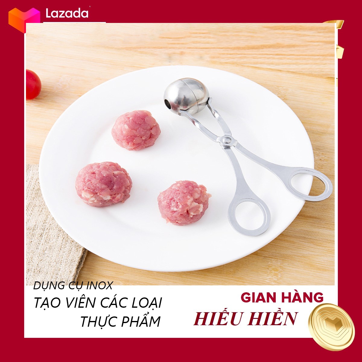 [HCM]DỤNG CỤ KẸP LÀM CHẢ VIÊN - THỊT VIÊN  BÒ VIÊN TIỆN LỢI - KẸP INOX 430 - KHUÔN Tròn INOX 304 - VIÊN Thịt-Cá - Làm Xíu Mại