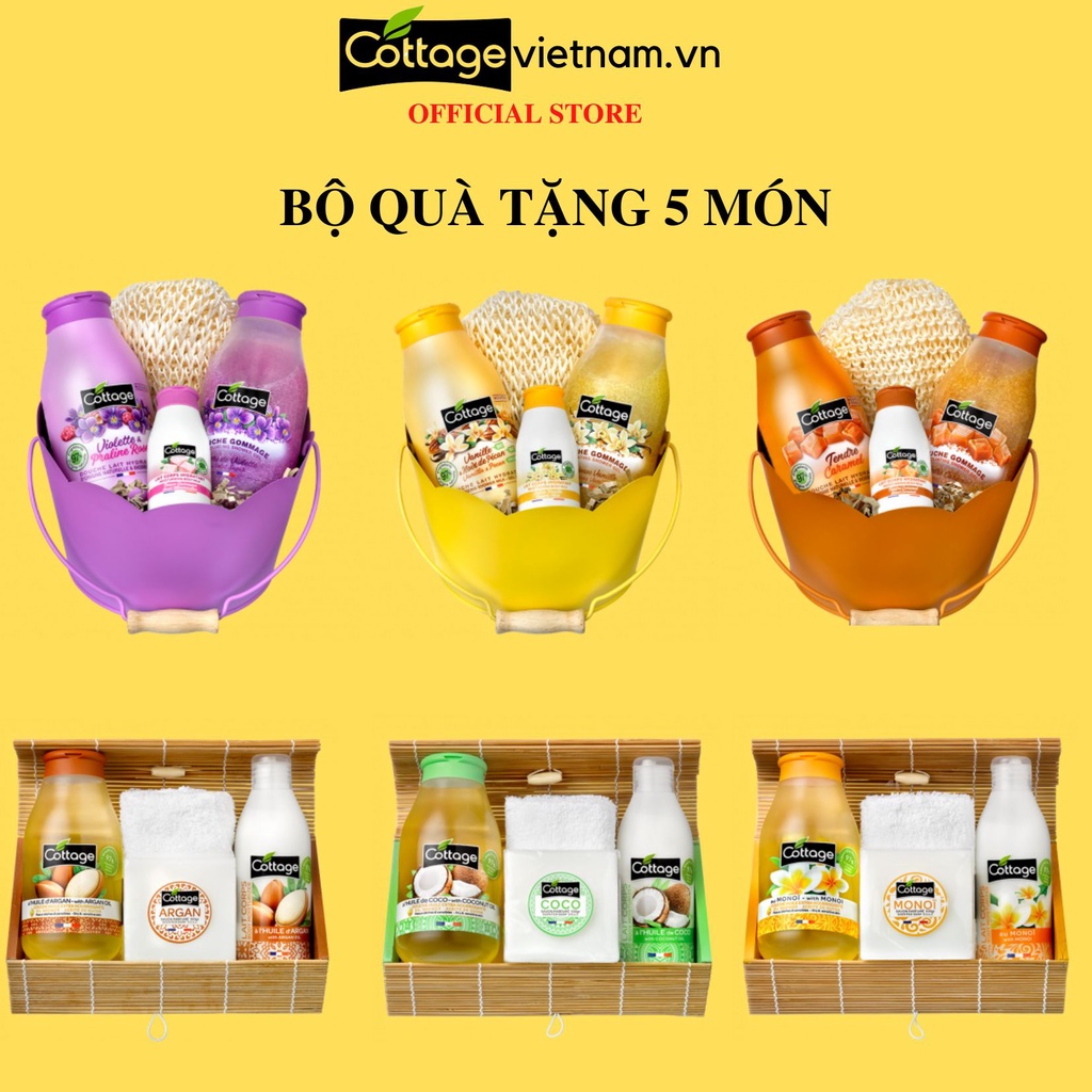 Combo quà tặng 5 món sữa tắm Cottage chính hãng-Mẫu mới