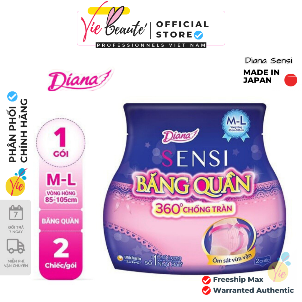 Bvs diana ban đêm - băng vệ sinh diana sensi dạng quần size m-l & s-m 2 chiếc/gói