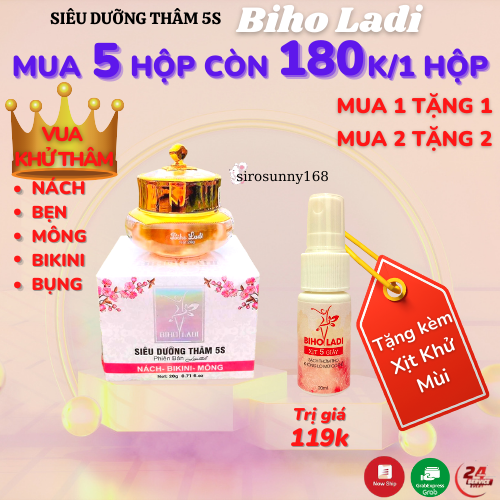Biho ladi siêu dưỡng thâm 5s khử mùi nách bẹn mông bikini biho lady đánh bay thâm đều màu da se khít lỗ chân lông