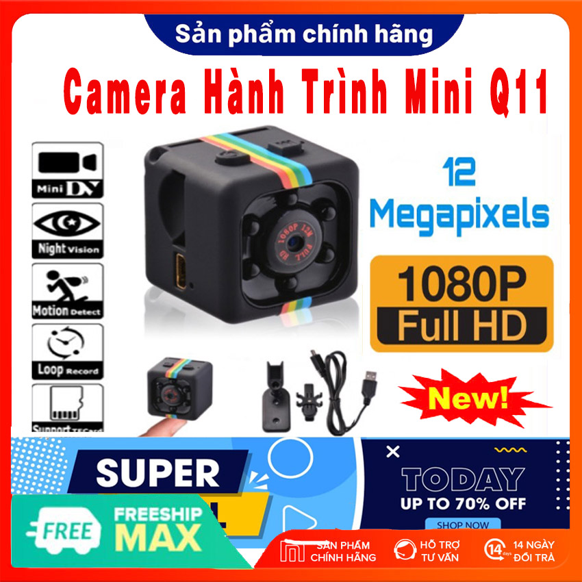Camera mini siêu nhỏ,Camera Hành Trình Mini DV SQ11 Full HD 1080P Hỗ Trợ Ban Đêm Cao Cấp.BH TOÀN QUỐC 12 THÁNG.