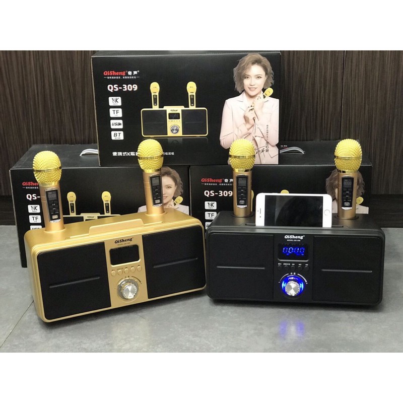 [HCM][XẢ KHO]Loa karaoke bluetooth QiSheng QS-309 Kèm 2 Micro .mic cực nhạy Kết nối được với LaptopSmartphone IPhone IPad Máy tính bảng.Thiết Kế Nhỏ Gọn Công Xuất 30Wkết nối  Bluetooth: 4.1  Hát cực êm Kết nối được FM.Bảo Hành 12 Tháng