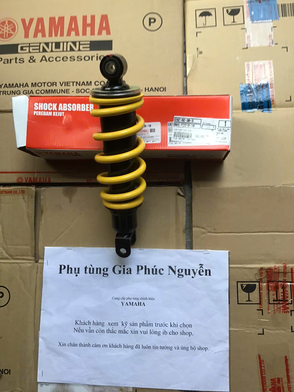 Phuộc sau R15 zin chính hãng Yamaha - Màu Vàng-Bạc