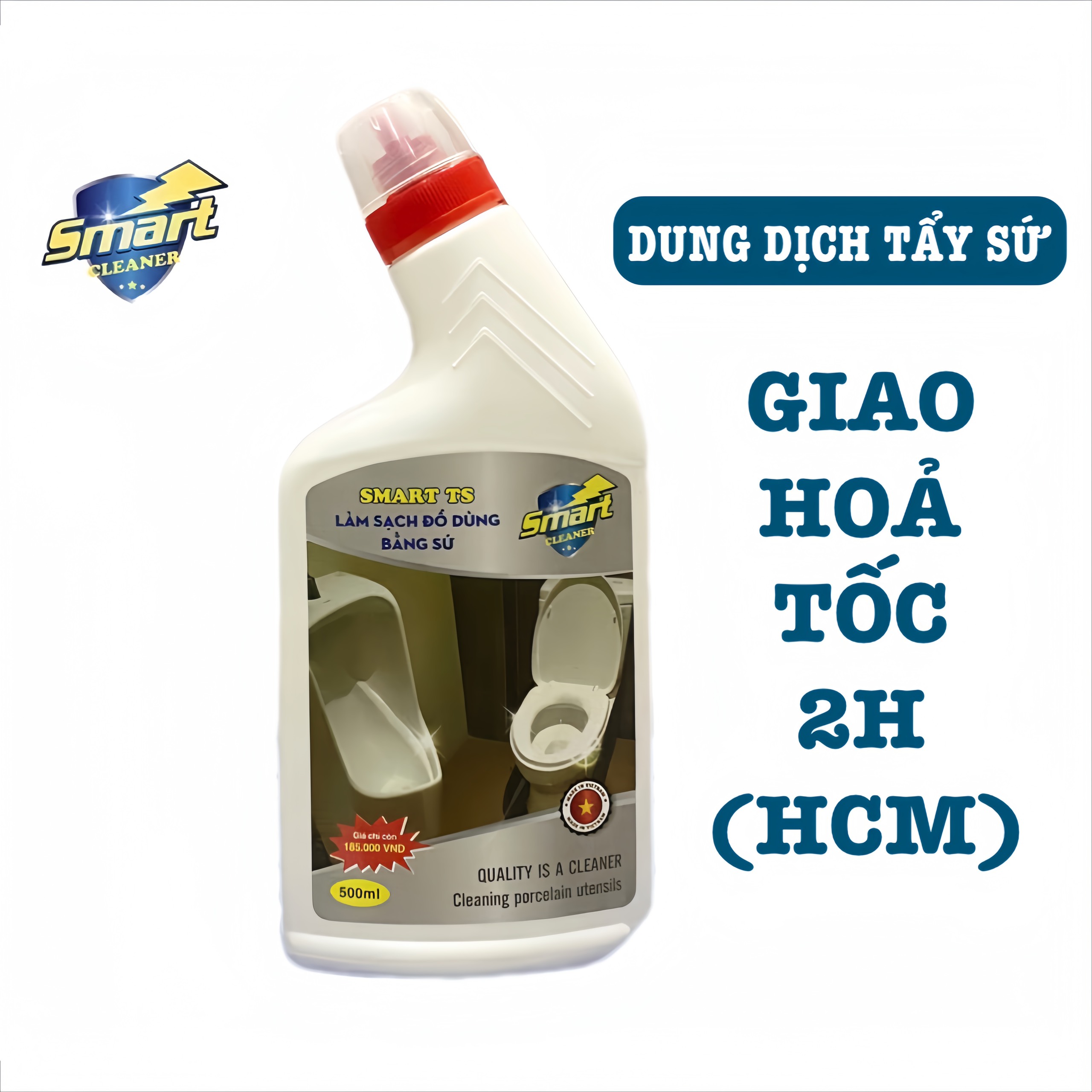 Nước Tẩy Rửa Làm Trắng Đồ Dùng Bằng Sứ SMART TS - Vệ Sinh Bồn Cầu, Bồn Tắm, Lavabo - Sạch Ngay Sau 5 Phút