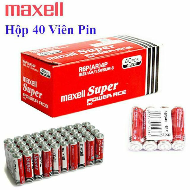 1 hộp pin maxell 2a 3a 40 viên