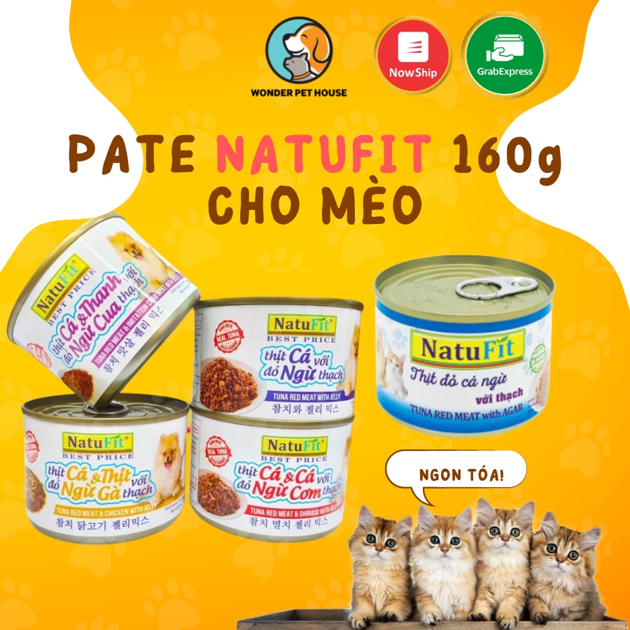 Pate cá ngừ thạch NatuFit lon 160g cho Chó Mèo kén ăn