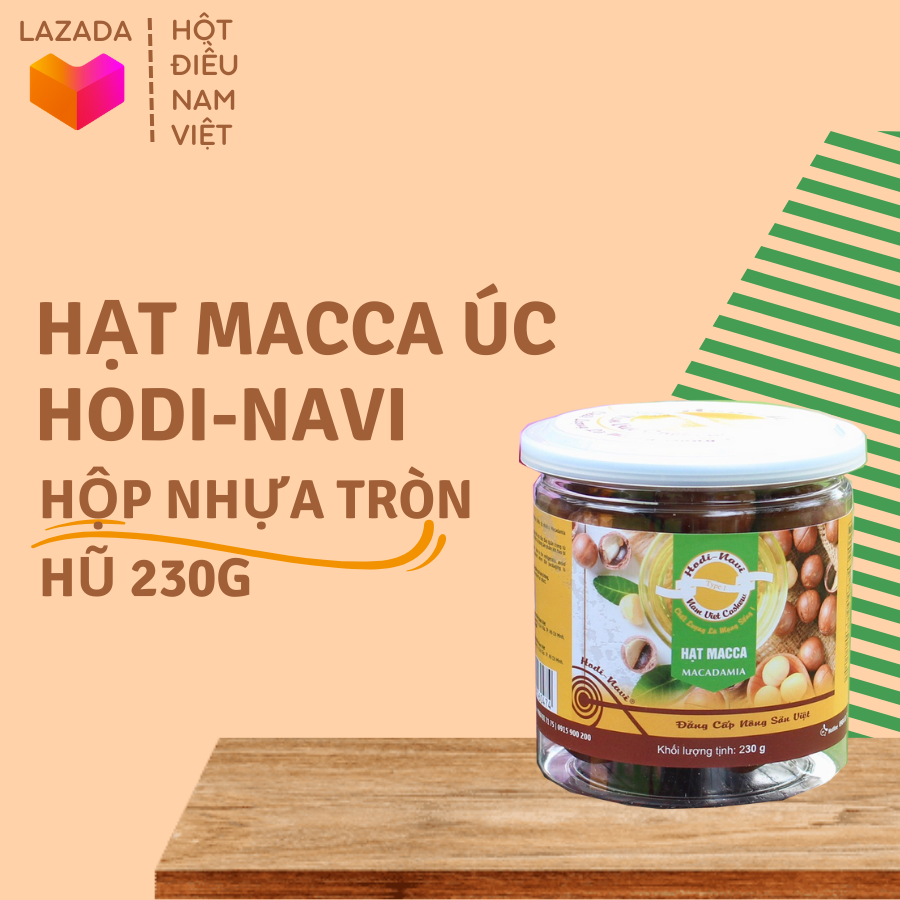 Hạt Macca Úc Hodi-Navi 230g, hạt macca hạt to, sấy lạnh, nứt vỏ