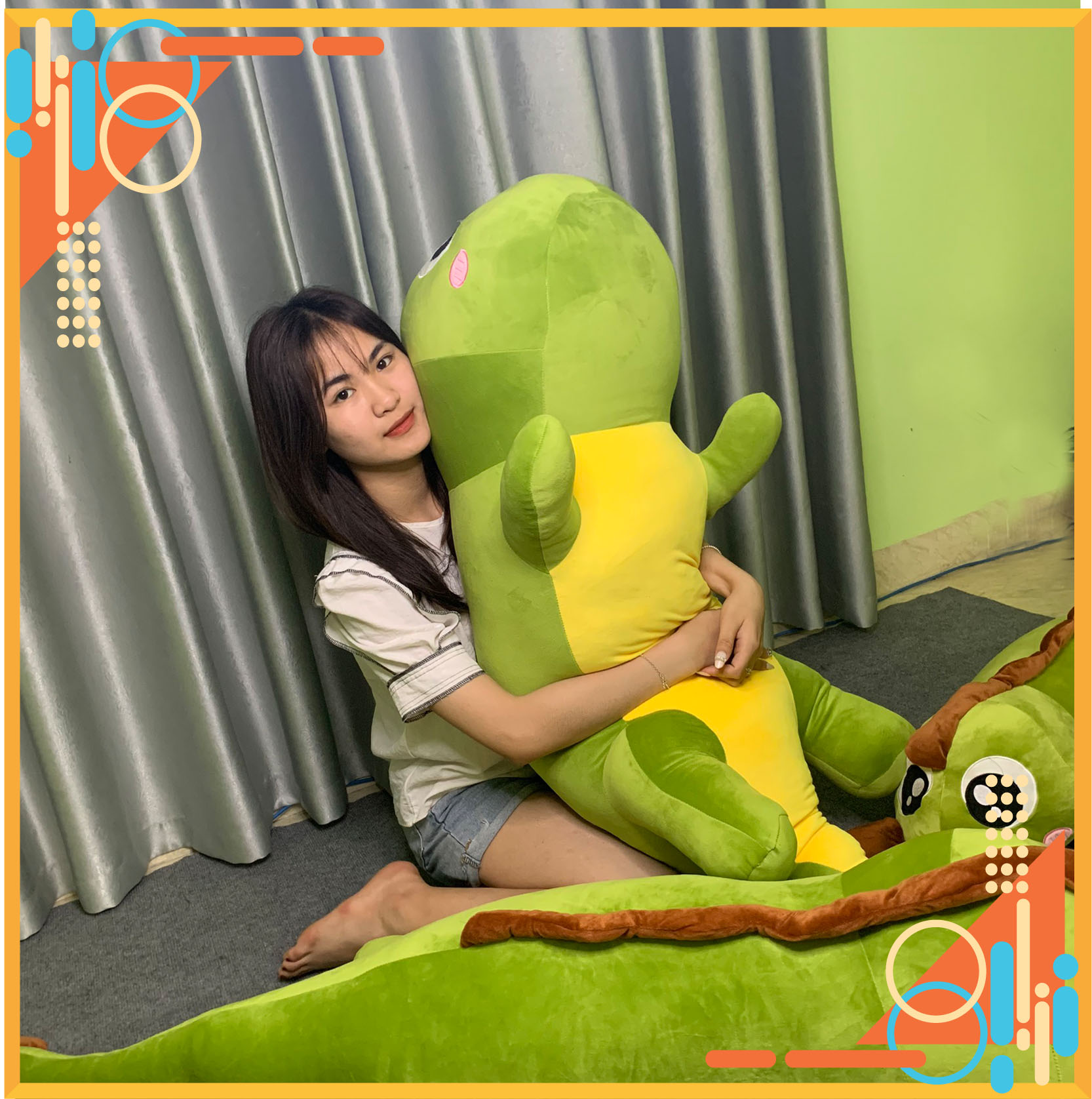 Gấu bông gối ôm khủng long đuôi tim - gấu bông khủng long siêu mềm - gb02